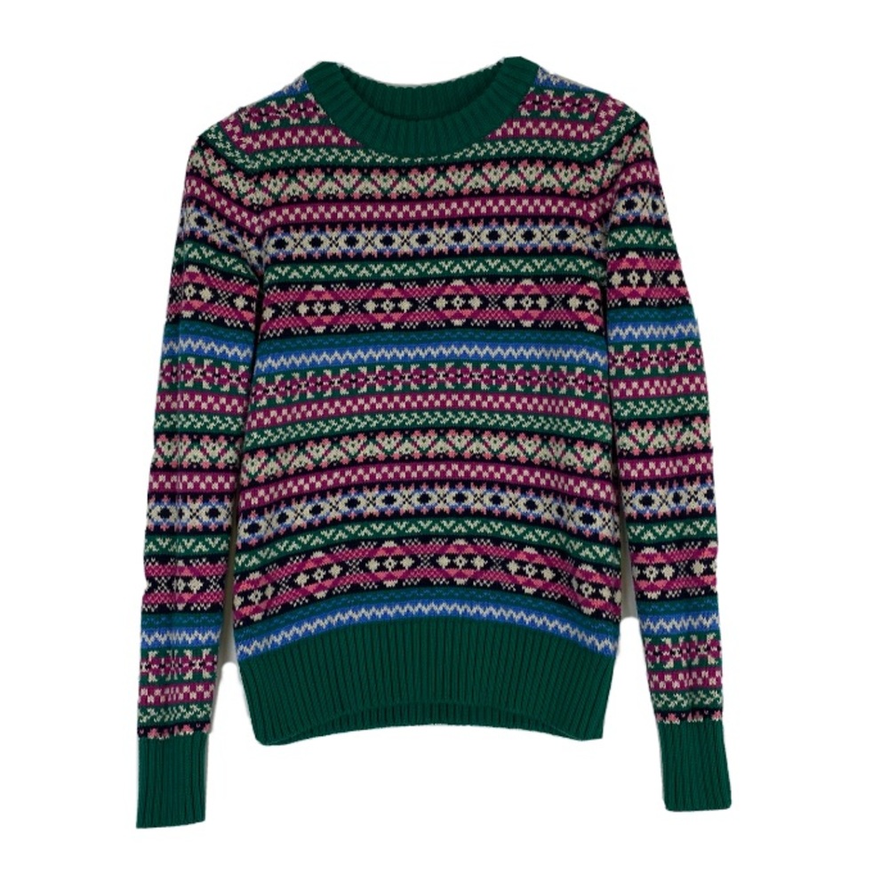 J. Crew Womens Sweater XXS Multicolor Allover Fair Isle Long Sleeve Christmas